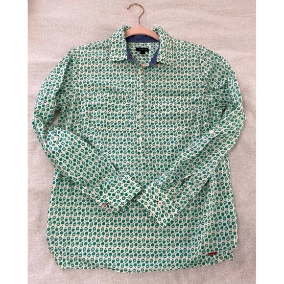 Talbots Sz 8 Green Apple Long Sleeve Button Shirt Novelty Fall Cottagecore Teach - Picture 1 of 12